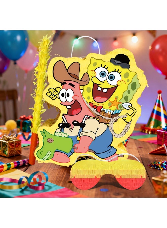 ILovhaprty Spongebob Pinata, Large SpongeBob and Patrick Star designs Party Pinata Bundle - Bikini Bottom Party Game Decorations Blindfold & Party Stick etc Spongebob Pinata Birthday Party Supplies - Image 5
